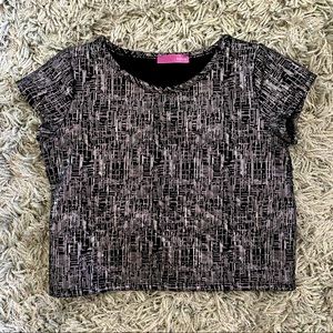AQUA Abstract Black and Silver Crop Top